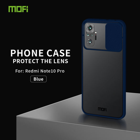 For Xiaomi Redmi Note 10 Pro / Note 10 Pro Max MOFI Xing Dun Series Translucent Frosted PC + TPU Privacy Anti-glare Shockproof All-inclusive Protective Case(Blue) by MOFI
