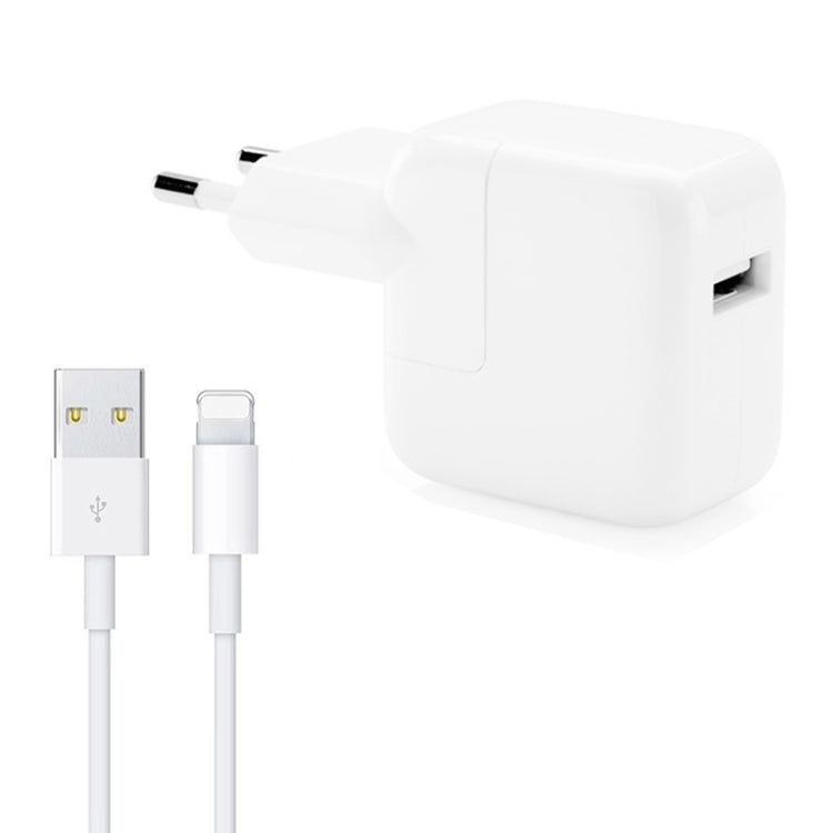 12W USB Charger + USB to 8 Pin Data Cable for iPad / iPhone / iPod Series, EU Plug - USB Charger by buy2fix | Online Shopping UK | buy2fix