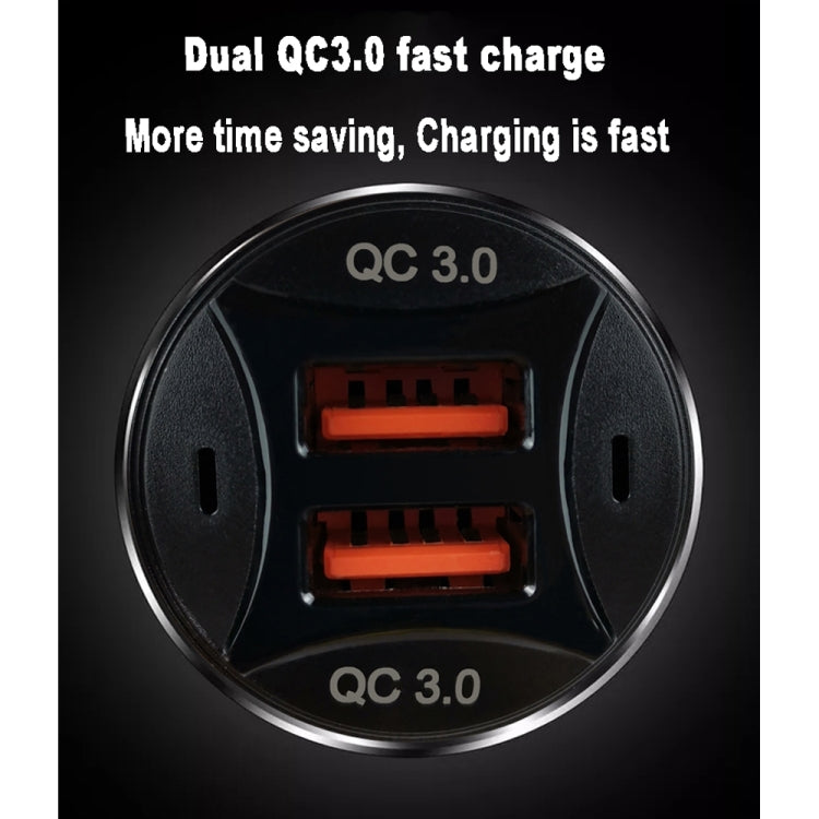 TE-092 36W Dual QC3.0 USB Fast Car Charger + USB to Micro USB Data Cable Set(White) - Car Charger by buy2fix | Online Shopping UK | buy2fix