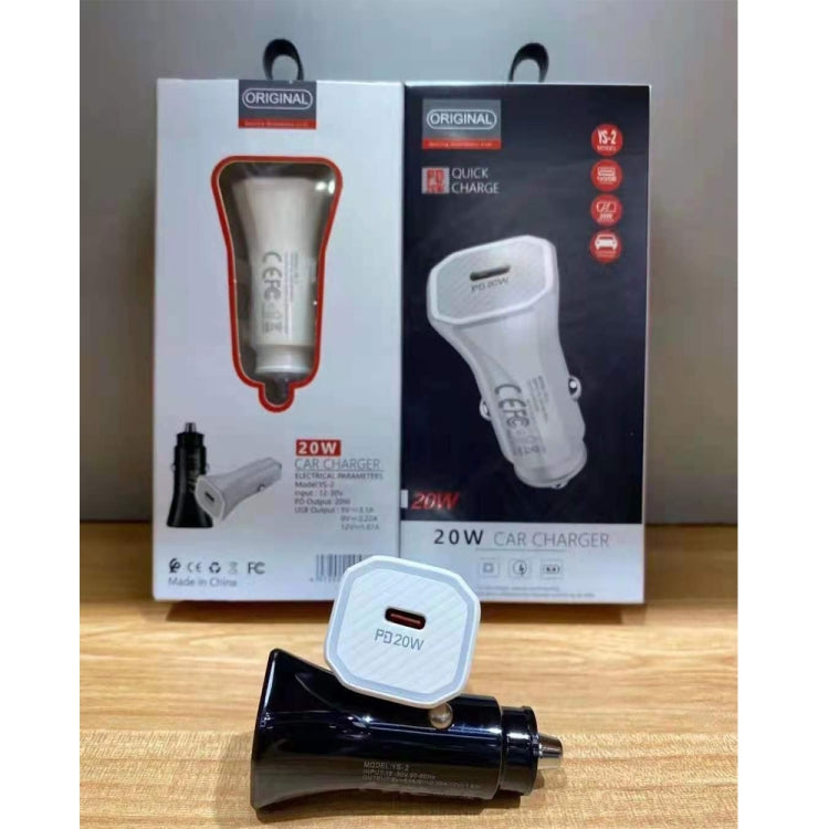 YS-2 PD 20W USB-C / Type-C Interface Car Fast Charger for iPhone Series / iPad Series(White) by buy2fix