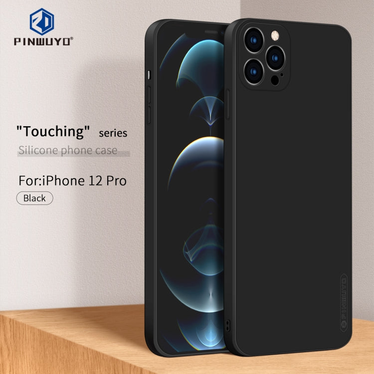 For iPhone 12 Pro PINWUYO Touching Series Liquid Silicone TPU Shockproof Case(Black) - iPhone 12 / 12 Pro Cases by PINWUYO | Online Shopping UK | buy2fix