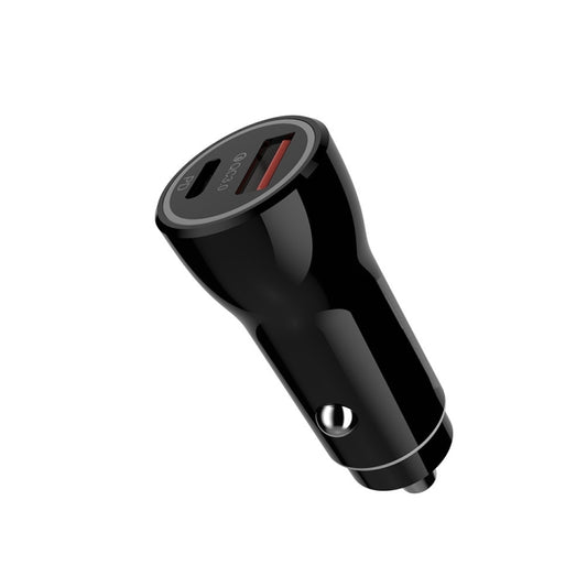 P21 Portable PD 20W + QC 3.0 18W Dual Ports Fast Car Charger(Black) by buy2fix