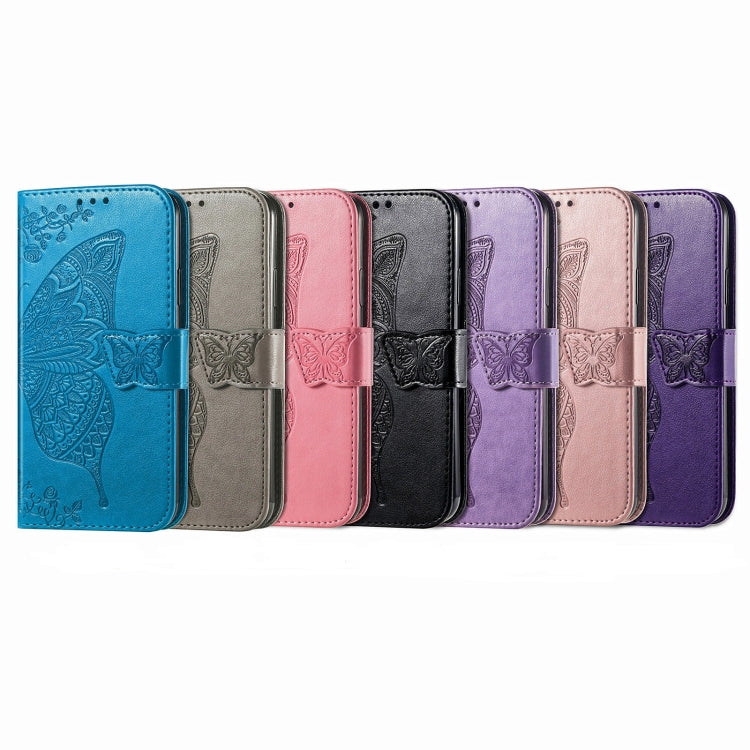 For Samsung Galaxy A22 5G Butterfly Love Flowers Embossed Horizontal Flip Leather Case with Holder & Card Slots & Wallet & Lanyard(Light Purple) - Galaxy Phone Cases by buy2fix | Online Shopping UK | buy2fix