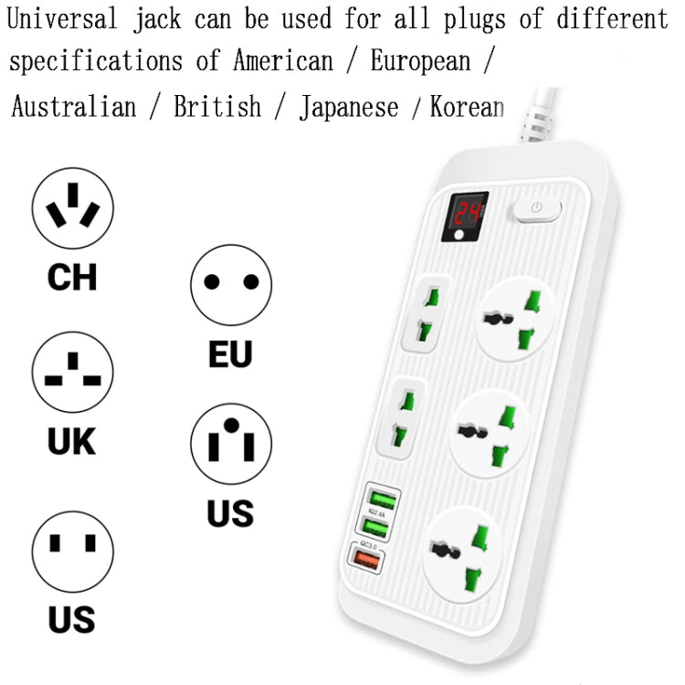 T17 3000W High-power 24-hour Amart Timing Socket QC3.0 USB Fast Charging Power Strip Cable Length 2m, UK Plug(Black) - Extension Socket by buy2fix | Online Shopping UK | buy2fix