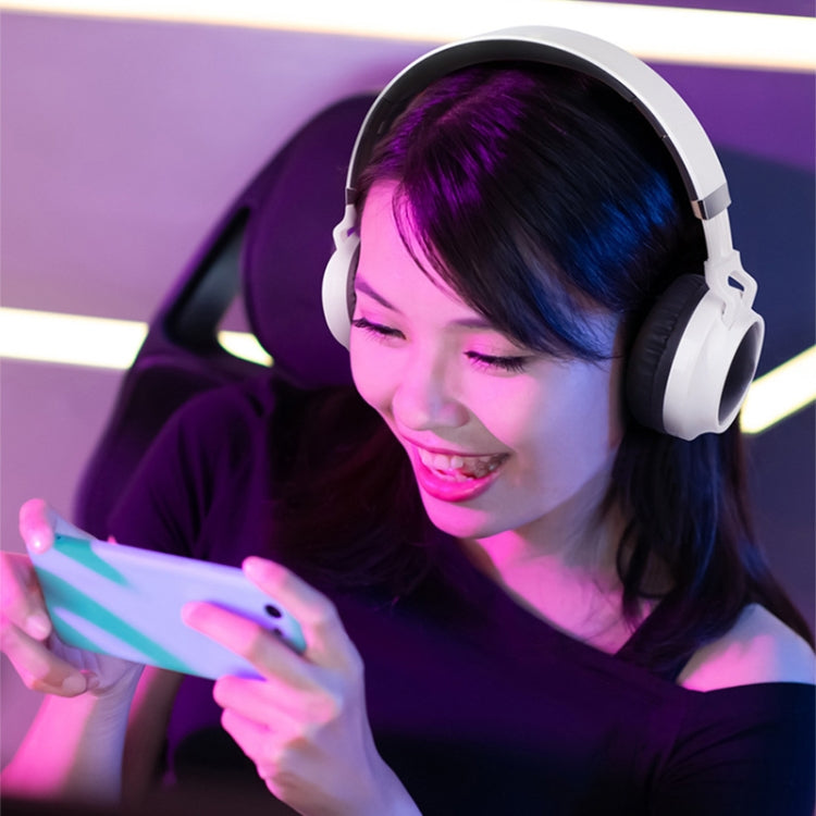 BD01 Colorful LED Bluetooth 5.0 Headphones Foldable Wireless HiFi Stereo Headset with Mic, Support TF Card / 3.5mm AUX(Black) by buy2fix