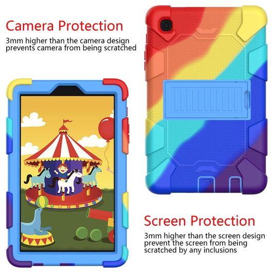 For Samsung Galaxy Tab A7 Lite T220 / T225 Two-Color Robot Shockproof Silicone + PC Protective Case with Holder(Rainbow+Blue) by buy2fix