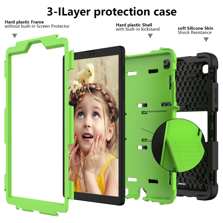 For Samsung Galaxy Tab A7 Lite T220 / T225 Two-Color Robot Shockproof Silicone + PC Protective Case with Holder(Black+Green) - Samsung Accessories by buy2fix | Online Shopping UK | buy2fix