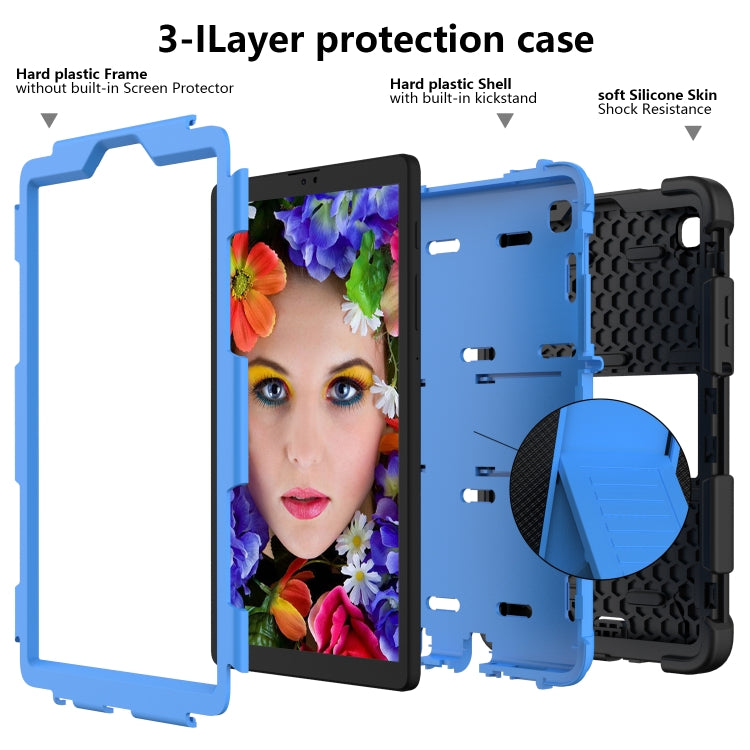 For Samsung Galaxy Tab A7 Lite T220 / T225 Two-Color Robot Shockproof Silicone + PC Protective Case with Holder(Black+Blue) - Tab A7 Lite T220 / T225 by buy2fix | Online Shopping UK | buy2fix
