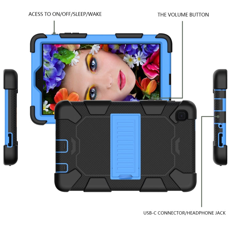 For Samsung Galaxy Tab A7 Lite T220 / T225 Two-Color Robot Shockproof Silicone + PC Protective Case with Holder(Black+Blue) - Tab A7 Lite T220 / T225 by buy2fix | Online Shopping UK | buy2fix