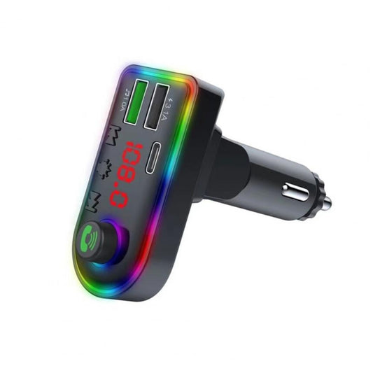 F8 Car FM Transmitter Colorful Light Type-C Car MP3 Player by buy2fix