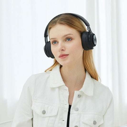 P1 Wireless Bluetooth 5.0 Stereo Soft Leather Earmuffs Foldable Headset Built-in Mic for PC / Cell Phones(Black) by buy2fix