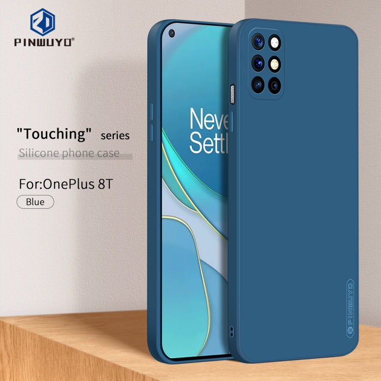 For OnePlus 8T PINWUYO Touching Series Liquid Silicone TPU Shockproof Case(Blue) - OnePlus Cases by PINWUYO | Online Shopping UK | buy2fix