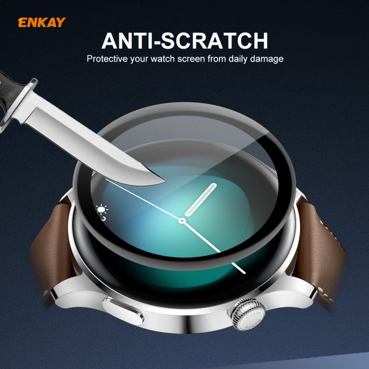 2 PCS For Huawei WATCH 3 46mm ENKAY Hat-Prince 3D Full Coverage Soft PC Edge + PMMA HD Screen Protector Film by ENKAY