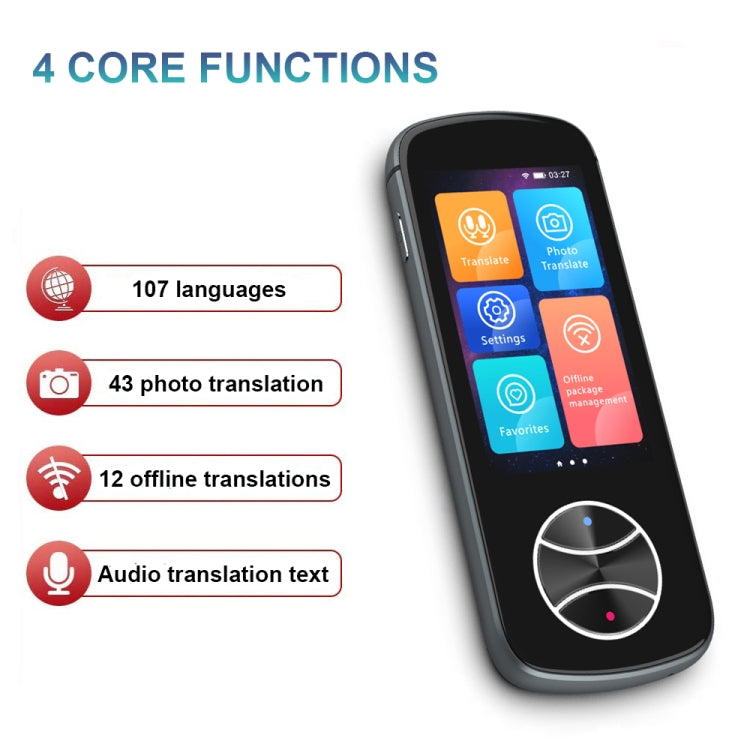 V10 3.0 inch Touch Screen Smart Translator 107 Languages with Offline Translation / Photo Translation(Gray) - by buy2fix | Online Shopping UK | buy2fix