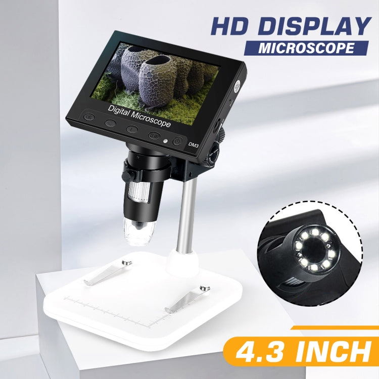 DM4 4.3 Inch LCD Digital Microscope Endoscope with Recording and Stand, HD, 720P, 1000X Zoom by buy2fix