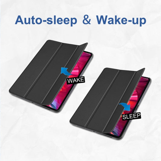 For iPad Pro 11 2022 / 2021 / 2020 ENKAY 3-Folding Shockproof PC Cover Custer Texture PU Leather Tablet Case with Holder & Sleep / Wake-up Function(Light Blue) by ENKAY