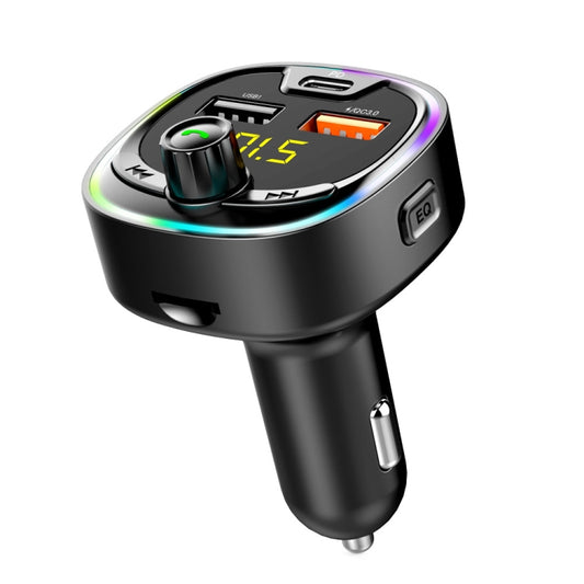 BT08D FM Transmitter Hands-free Car Kit MP3 Audio Player with QC3.0 + PD18W 5A Auto Fast Charger FM Modulator - Bluetooth Car Kits by buy2fix | Online Shopping UK | buy2fix