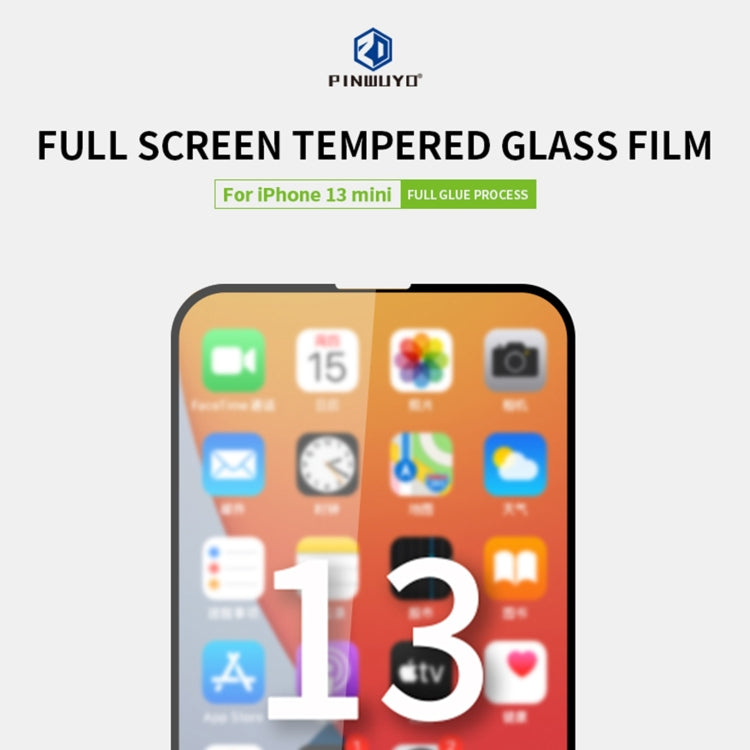 For iPhone 13 mini PINWUYO 9H 2.5D Full Screen Tempered Glass Film (Black) - iPhone 13 mini Tempered Glass by PINWUYO | Online Shopping UK | buy2fix