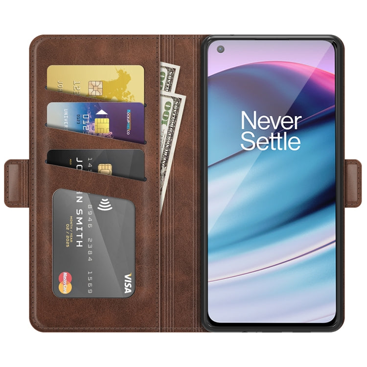 For OnePlus Nord CE 5G Dual-side Magnetic Buckle Horizontal Flip Leather Case with Holder & Card Slots & Wallet(Brown) - OnePlus Cases by buy2fix | Online Shopping UK | buy2fix
