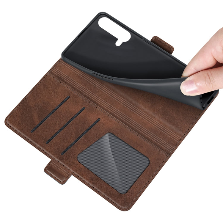 For OnePlus Nord CE 5G Dual-side Magnetic Buckle Horizontal Flip Leather Case with Holder & Card Slots & Wallet(Brown) - OnePlus Cases by buy2fix | Online Shopping UK | buy2fix