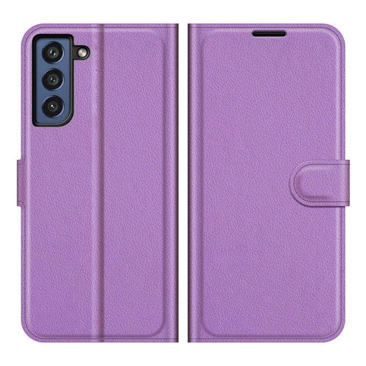 For Galaxy S21 FE Litchi Texture Horizontal Flip Protective Case with Holder & Card Slots & Wallet(Purple) - Galaxy Phone Cases by buy2fix | Online Shopping UK | buy2fix