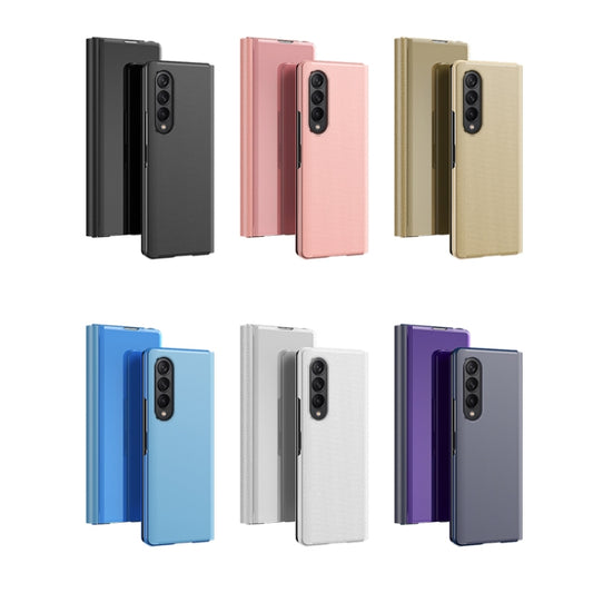 For Samsung Galaxy Z Fold3 Plated Mirror Horizontal Flip Leather Case with Holder(Black) by buy2fix