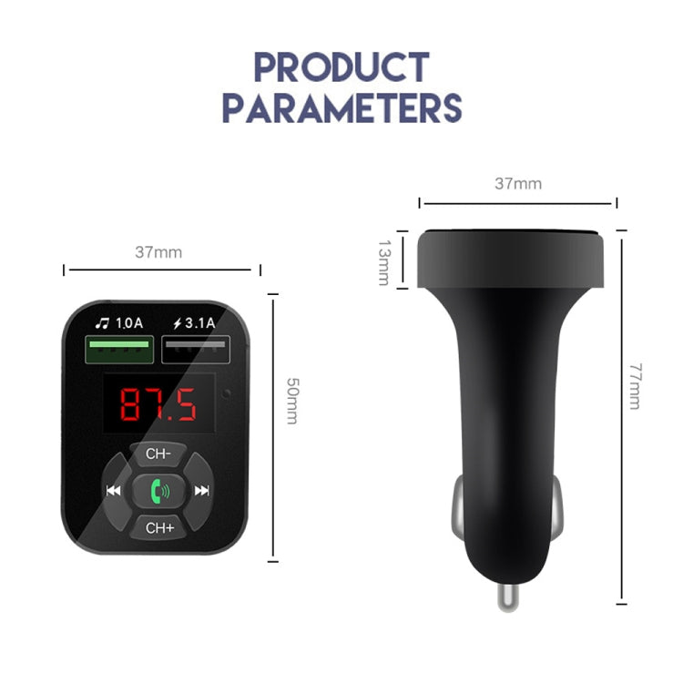 A9 Car FM Transmitter Hands-free Wireless Audio Receiver MP3 Player Dual USB Fast Charger - Bluetooth Car Kits by buy2fix | Online Shopping UK | buy2fix