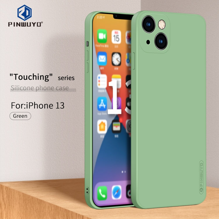 For iPhone 13 PINWUYO Touching Series Liquid Silicone TPU Shockproof Case(Green) - iPhone 13 Cases by PINWUYO | Online Shopping UK | buy2fix