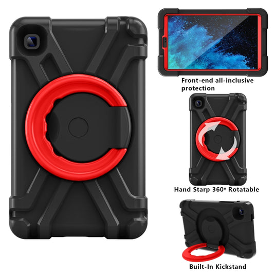 For Galaxy Tab A7 Lite T220/T225 PC + Silicone Shockproof Combination Case with 360 Degree Rotating Holder & Handle(Black+Red) by buy2fix