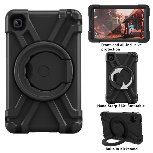 For Galaxy Tab A7 Lite T220/T225 PC + Silicone Shockproof Combination Case with 360 Degree Rotating Holder & Handle(Black+Black) by buy2fix