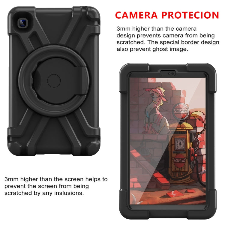 For Galaxy Tab A7 Lite T220/T225 PC + Silicone Shockproof Combination Case with 360 Degree Rotating Holder & Handle(Black+Black) - Tab A7 Lite T220 / T225 by buy2fix | Online Shopping UK | buy2fix