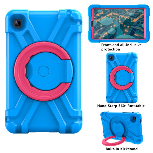 For Galaxy Tab A7 Lite T220/T225 PC + Silicone Shockproof Combination Case with 360 Degree Rotating Holder & Handle(Blue+Rose Red) by buy2fix