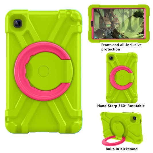 For Galaxy Tab A7 Lite T220/T225 PC + Silicone Shockproof Combination Case with 360 Degree Rotating Holder & Handle(Grass Green+Rose Red) by buy2fix