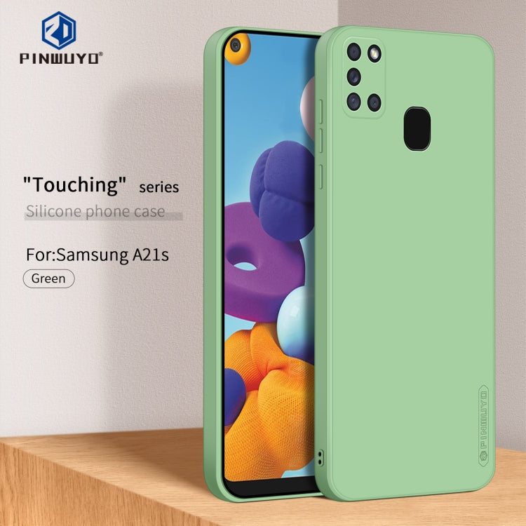 For Samsung Galaxy A21s PINWUYO Touching Series Liquid Silicone TPU Shockproof Case(Green) - Galaxy Phone Cases by PINWUYO | Online Shopping UK | buy2fix