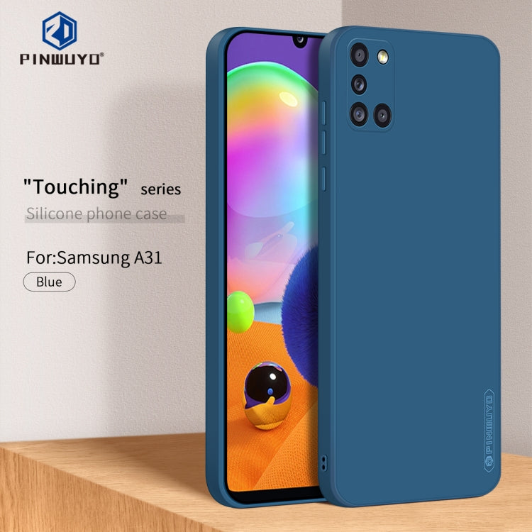For Samsung Galaxy A31 PINWUYO Touching Series Liquid Silicone TPU Shockproof Case(Blue) - Galaxy Phone Cases by PINWUYO | Online Shopping UK | buy2fix