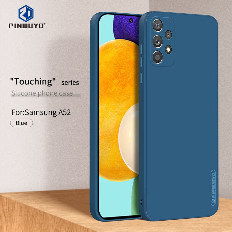 For Samsung Galaxy A52 4G/5G PINWUYO Touching Series Liquid Silicone TPU Shockproof Case(Blue) - Galaxy Phone Cases by PINWUYO | Online Shopping UK | buy2fix