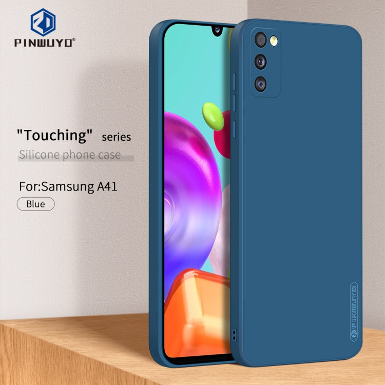 For Samsung Galaxy A41 PINWUYO Touching Series Liquid Silicone TPU Shockproof Case(Blue) - Galaxy Phone Cases by PINWUYO | Online Shopping UK | buy2fix