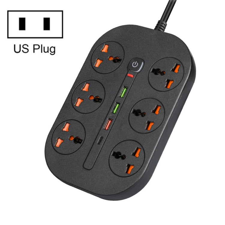 T21 PD3.0 + QC3.0 Multi Hole Row Plug 3000W High Power Socket, US Plug(Black) - Extension Socket by buy2fix | Online Shopping UK | buy2fix