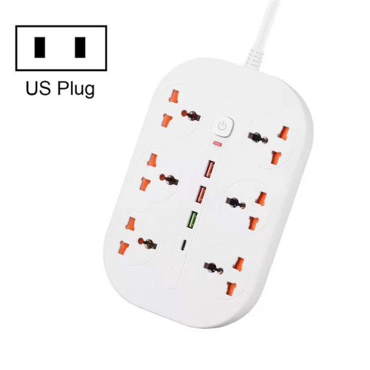 T21 PD3.0 + QC3.0 Multi Hole Row Plug 3000W High Power Socket, US Plug(White) - Extension Socket by buy2fix | Online Shopping UK | buy2fix