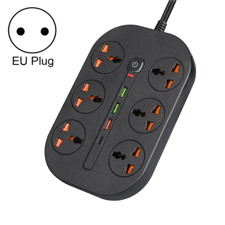 T21 PD3.0 + QC3.0 Multi Hole Row Plug 3000W High Power Socket, EU Plug(Black) - Extension Socket by buy2fix | Online Shopping UK | buy2fix