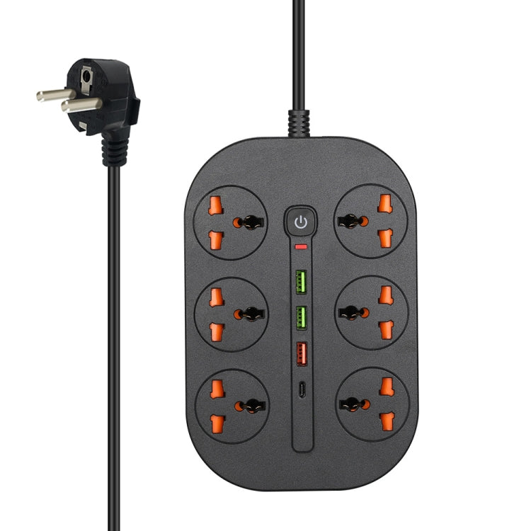 T21 PD3.0 + QC3.0 Multi Hole Row Plug 3000W High Power Socket, EU Plug(Black) - Extension Socket by buy2fix | Online Shopping UK | buy2fix