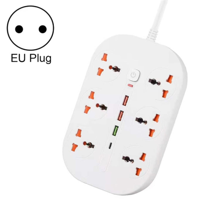 T21 PD3.0 + QC3.0 Multi Hole Row Plug 3000W High Power Socket, EU Plug(White) - Extension Socket by buy2fix | Online Shopping UK | buy2fix