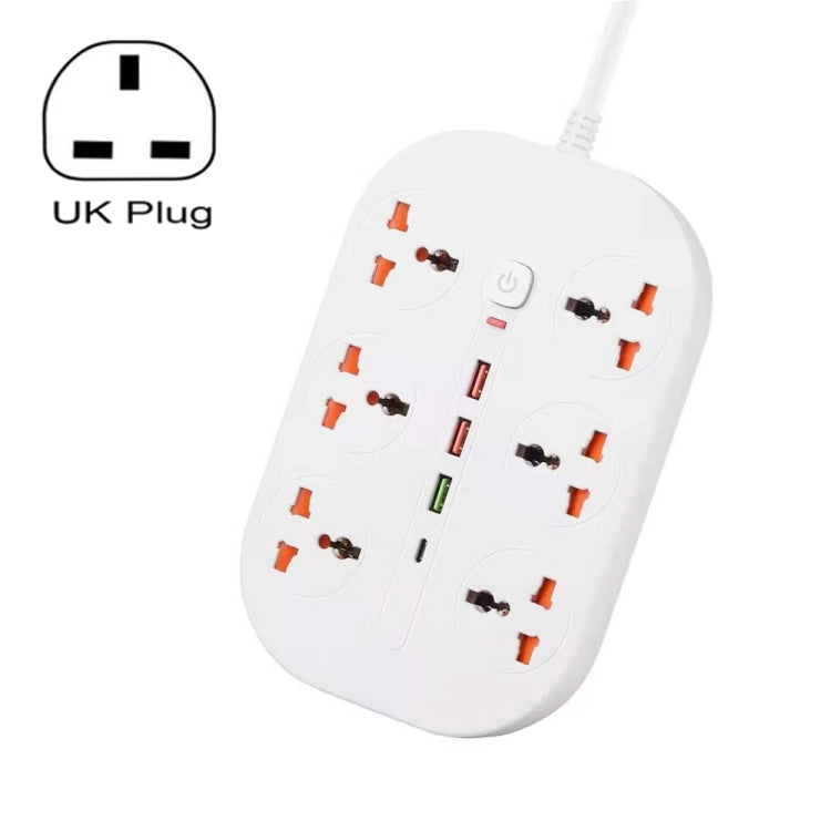 T21 PD3.0 + QC3.0 Multi Hole Row Plug 3000W High Power Socket, UK Plug(White) - Extension Socket by buy2fix | Online Shopping UK | buy2fix
