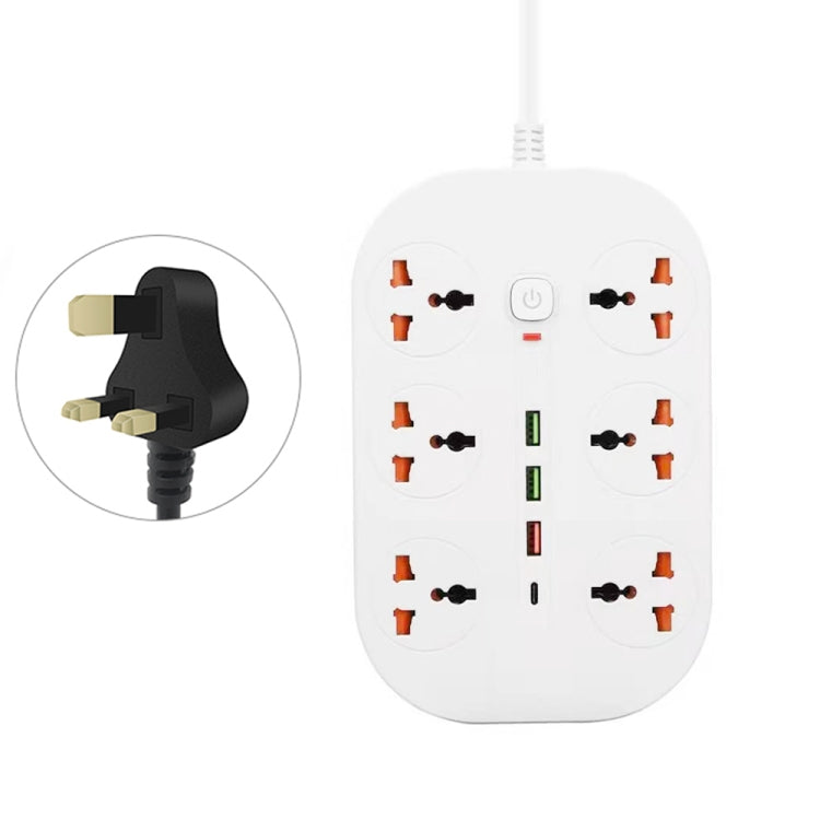 T21 PD3.0 + QC3.0 Multi Hole Row Plug 3000W High Power Socket, UK Plug(White) - Extension Socket by buy2fix | Online Shopping UK | buy2fix