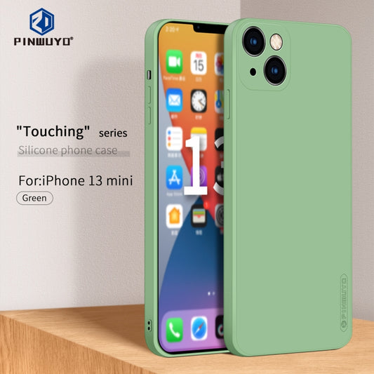 For iPhone 13 mini PINWUYO Touching Series Liquid Silicone TPU Shockproof Case (Green) by PINWUYO