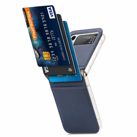 For Samsung Galaxy Z Flip3 5G Litchi Pattern Folding Leather Shockproof Card All-inclusive Case(Blue) by buy2fix