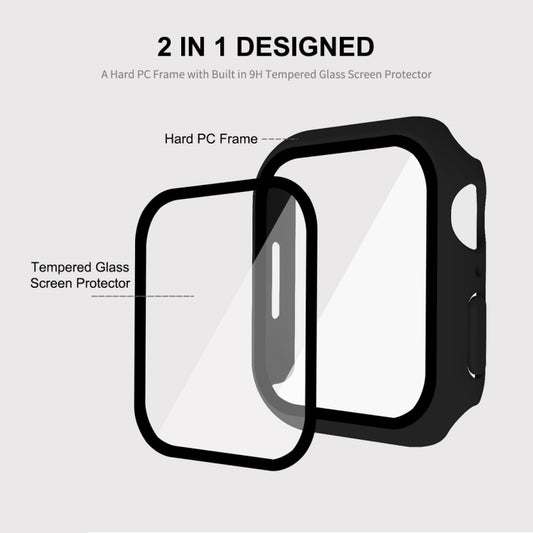 ENKAY Hat-Prince 2 in 1 PC Frame + 9H Tempered Glass Protector Full Coverage Case For Apple Watch Series 9 / 8 / 7 41mm(White) by ENKAY