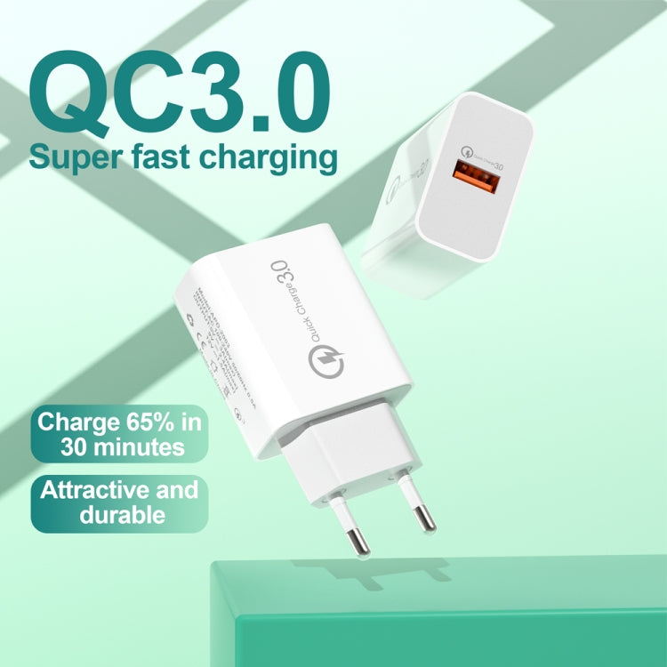 APD-2003 18W QC3.0 Single Port USB Charger with 1m USB to Type-C Data Cable(EU Plug) - USB Charger by buy2fix | Online Shopping UK | buy2fix