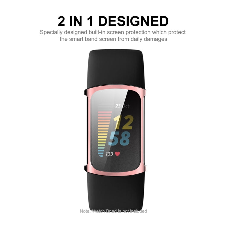 For Fitbit Charge 5/ Charge 6 ENKAY Hat-Prince Full Coverage Electroplated Soft TPU Case Scratch Resistant Cover(Black) - Watch Cases by ENKAY | Online Shopping UK | buy2fix