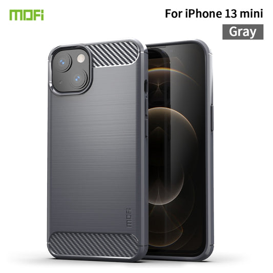 For iPhone 13 mini MOFI Gentleness Series Brushed Texture Carbon Fiber Soft TPU Case (Gray) by MOFI